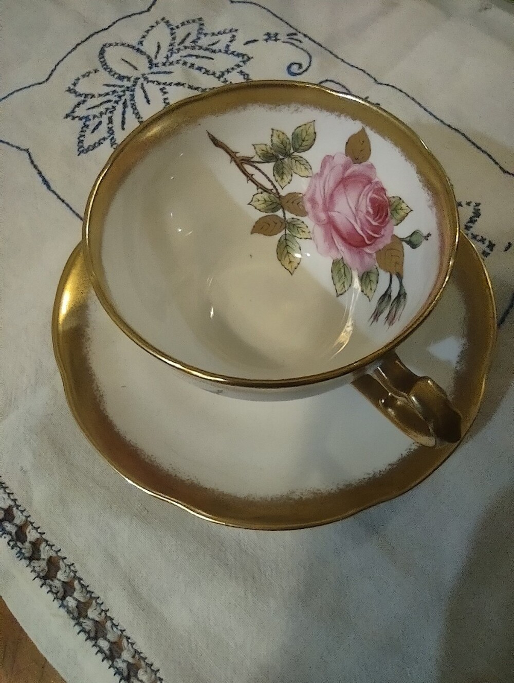 VTG Adderley Strafford England Porcelain Teacup Saucer Pink Rose with Gold Trim - Picture 2 of 15